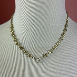 Vintage RMN clear rhinestone collar dainty statement necklace silver tone